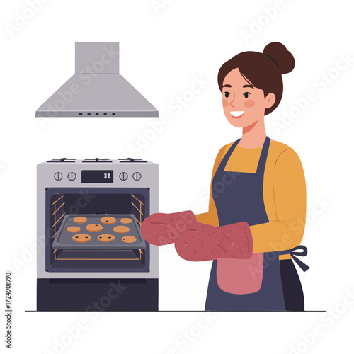 Single mother cooking biscuit