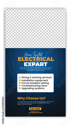 house repair and Electric service Instagram story design with  handyman construction renovation home repair
