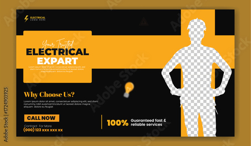 Electrical expert and House repair social media post and banner ads design 