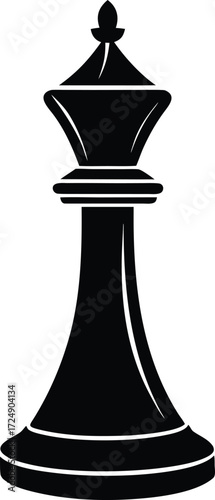 Black Chess Queen Piece Standing Tall on Transparent Background