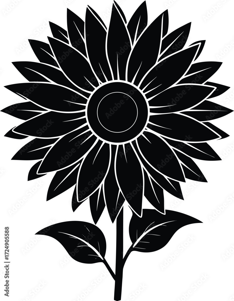 Fototapeta premium Bright Yellow Sunflower Blooming On Transparent Background