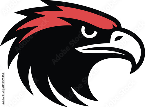 Vector Illustration of a Fierce Falcon Head Emblem in Bold Graphic Design, Emphasizing Strength and Leadership in Vector Style.