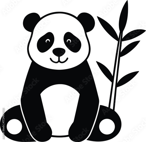 Cute Panda Sitting With Bamboo On Transparent Background