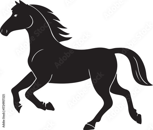 Black Silhouette of a Galloping Horse animal equine