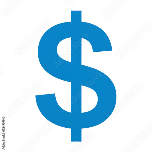 Blue dollar sign minimalistic graphic symbol isolated on a transparent background money