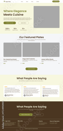 5 star restaurant's Web Landing page UI Design Template