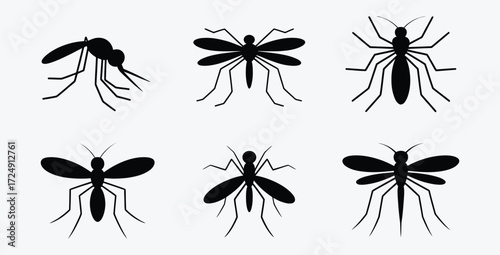 Mosquito Silhouette Vector Illustration Collection of Insect Designs
