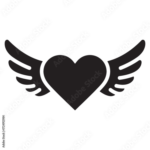 Winged Heart Icon A Symbol of Love, Freedom, and Affection for Design and Art