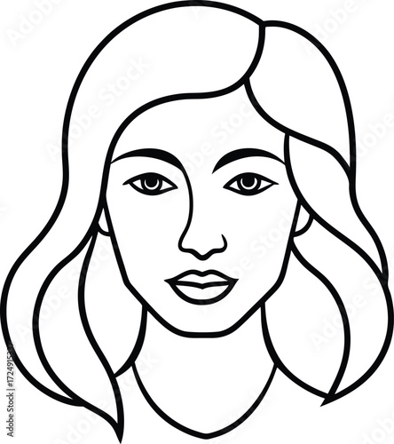 single line female face elegant thin stroke sketch