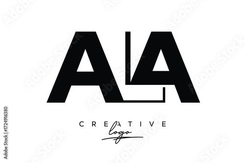 Tableau sur toile ALA Creative Minimalistic Negative Space Latter Logo with Modern Monogram for Branding and Business Letter mark Logo with Initial Letters Logo Design for Branding