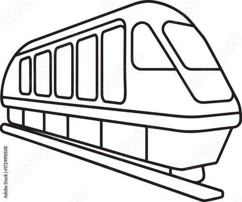 Monorail train transportation system line art illustration