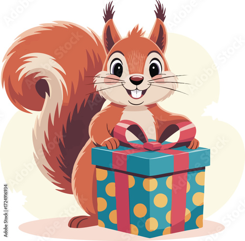 A cat with gift illustration 