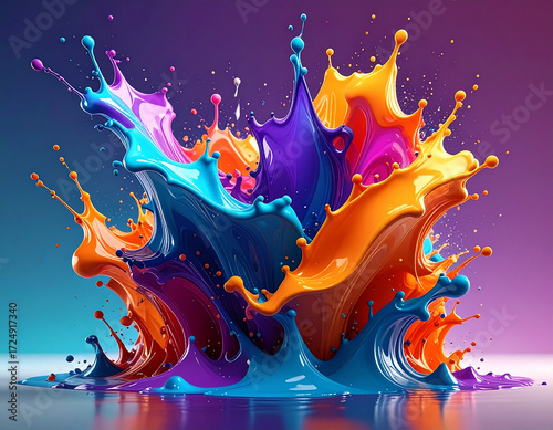 A vibrant and dynamic image showcasing a splash of colorful paint, with a variety of hues creating an eye-catching visual effect.