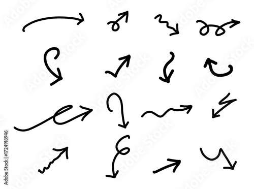 Hand Drawn Black Arrows Transparent PNG Set