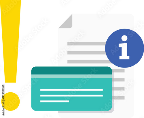 Yellow exclamation mark document card and information icon vector