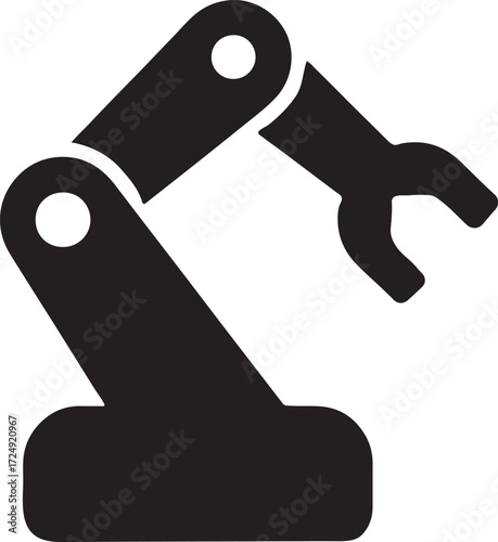 Factory robot silhouette vector design for automation, industry, technology, machinery, and innovation art.