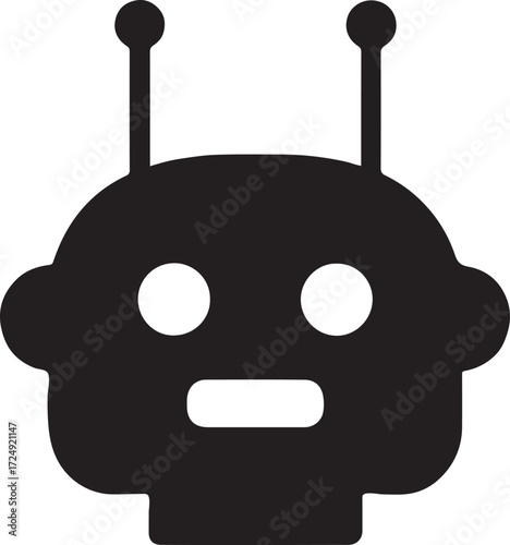Futuristic robot head silhouette vector design perfect for AI, technology, innovation and cyber artwork.