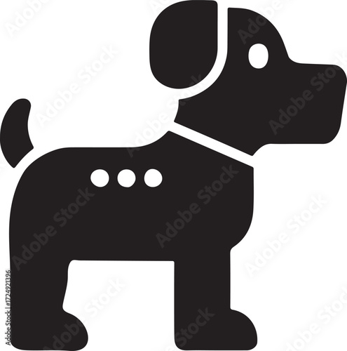 Creative robot pet silhouette vector design for futuristic technology, AI companion and gadget art.