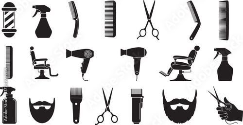Barber shop tools and accessories collection pole spray