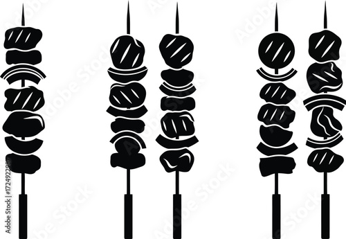 Grilled kebab skewer featuring meat and vegetable, perfect for barbecue, picnic, and outdoor cooking events