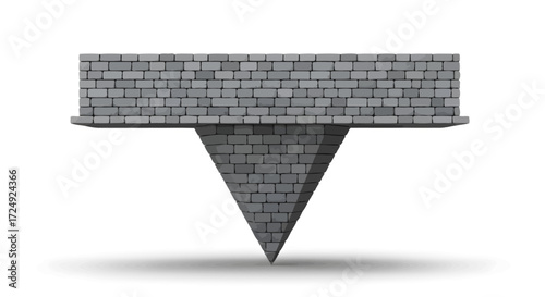 Abstract Illustration of a Grey Brick Wall with a Triangular Base Pointing Downwards