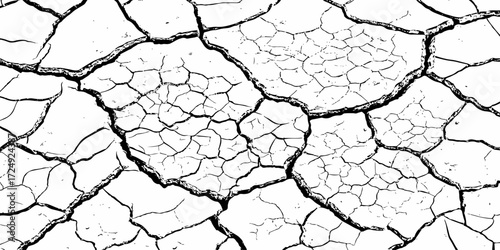 Dry cracked earth texture background showing natural drought patterns. High-resolution cracked soil surface design, ideal for abstract, environmental, and climate change concept visuals.