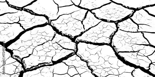 Dry cracked earth texture background showing natural drought patterns. High-resolution cracked soil surface design, ideal for abstract, environmental, and climate change concept visuals.