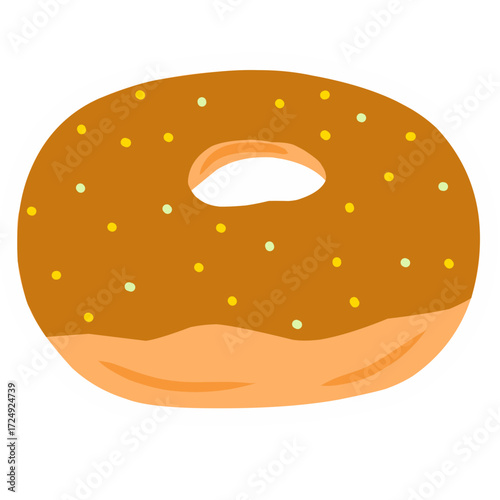 Cartoon Donut with Various Toppings