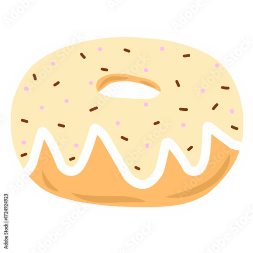 Cartoon Donut with Various Toppings