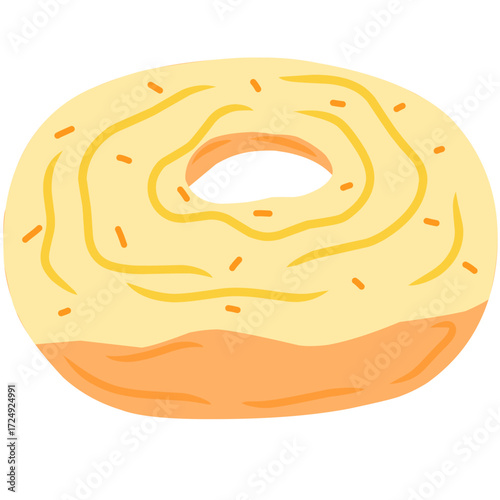 Cartoon Donut with Various Toppings