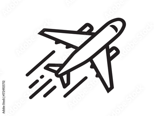 Clean Vector Air Travel Icon in Elegant Line Art Illustration