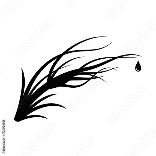 Dynamic Action Line Silhouette Thirsty Desert Plant Reaching for Rain Resilience Concept Vector