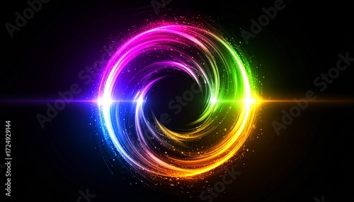 Swirling Rings of Light: Colorful and Futuristic Energy Vortex　渦巻く光の環：カラフルで未来的なエネルギーの渦