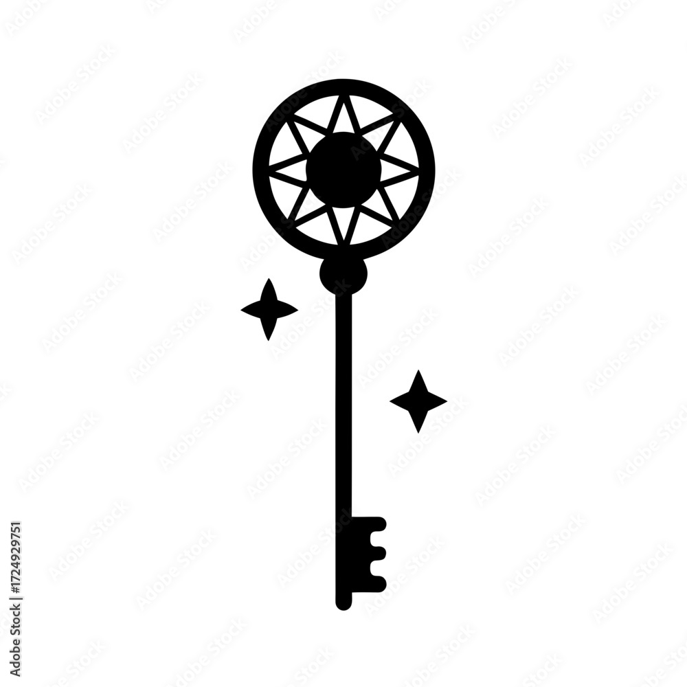 Obraz premium Magic Key With Runes Icon Vector Flat And Clean Look