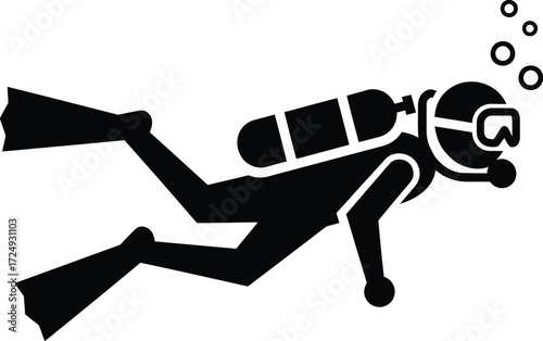Scuba diver icon editable vector illustration