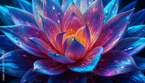 Vibrant Lotus Flower in Bright Neon Colors