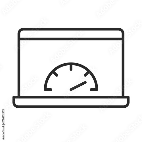 Speed test line icon on laptop for website performance clip art.