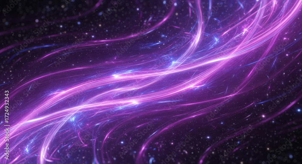 Fototapeta premium Intertwined glowing purple light streams in a futuristic space background