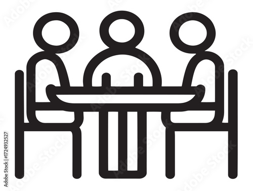 Creative Business Meeting Icon in Modern Elegant Minimal Line Art