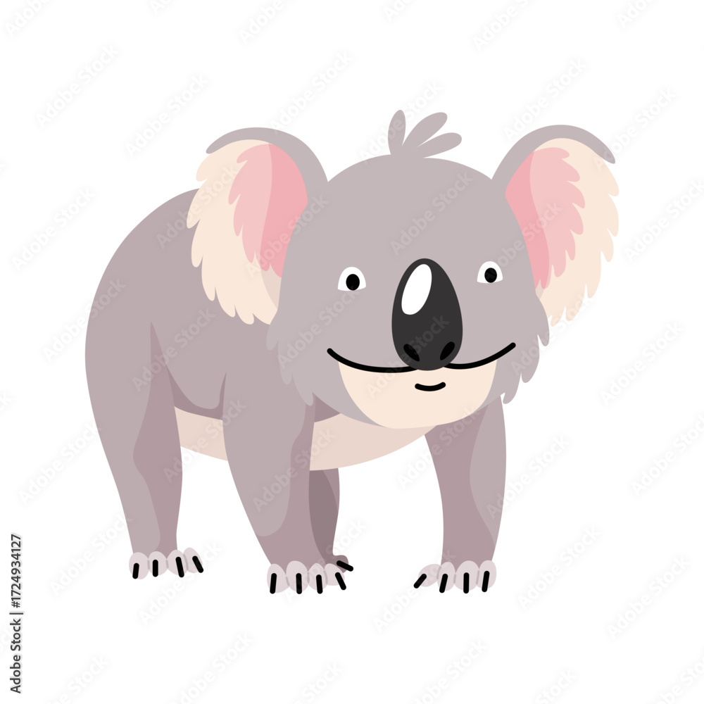 Naklejka premium Cute cartoon koala bear isolated on white background