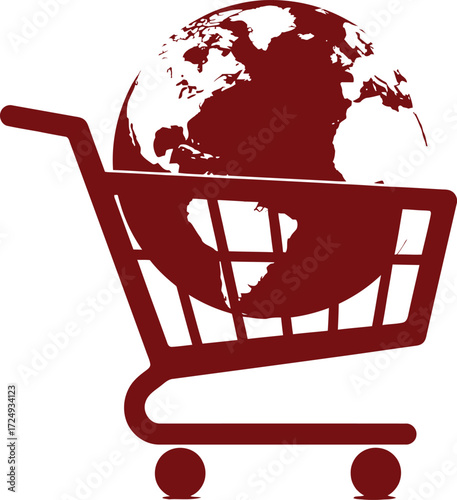Shop globally and boost your business with worldwide online market growth using this shopping cart and Earth globe concept