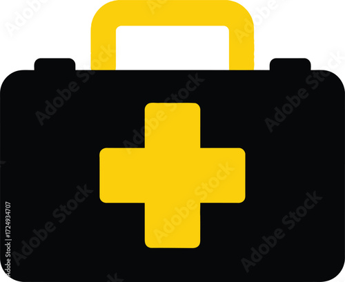 First Aid Kit Icon Black Yellow Medical