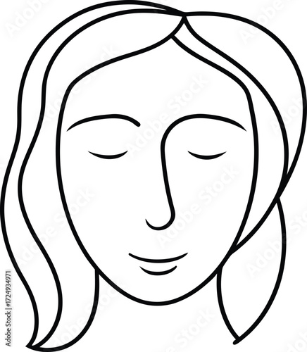 abstract face closed eyes single stroke minimal portrait