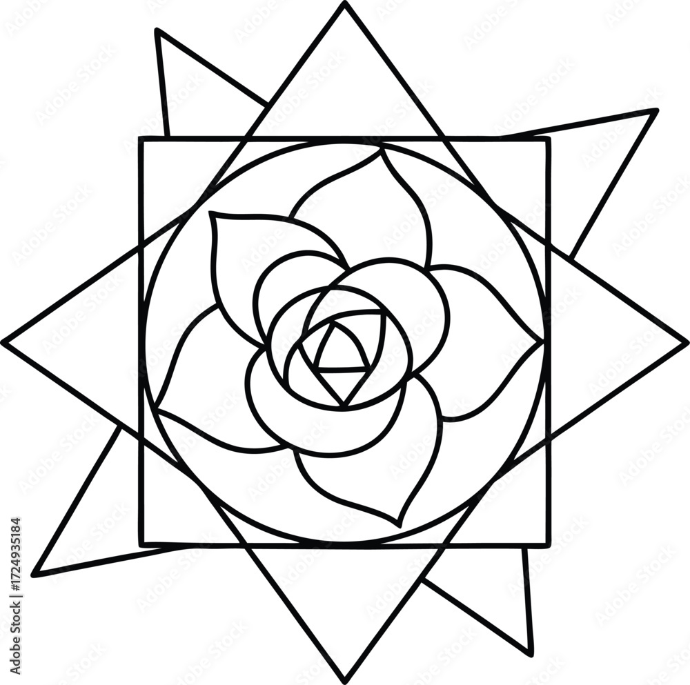 Fototapeta premium abstract continuous line floral geometric artwork