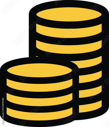 Golden Coin Stacks Icon Illustration