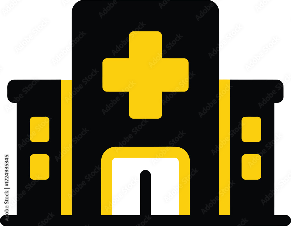 Obraz premium Hospital Icon Medical Building Flat Vector Illustration