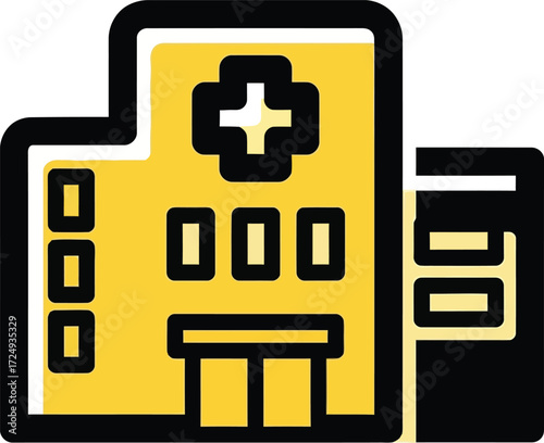 Hospital Icon Yellow Black Flat Design Vector