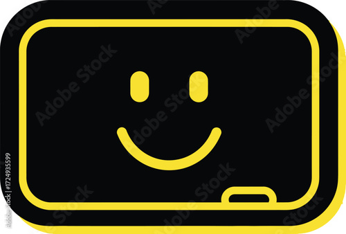 Smiley Blackboard Icon With Happy Face And Chalk