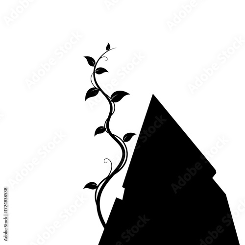 Determined Vine Architectural Organic Fusion Minimalist Building Resilience Nature Blend