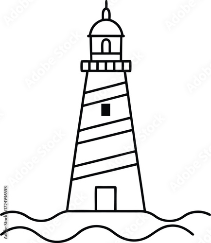 lighthouse elegant continuous thin stroke beacon sketch